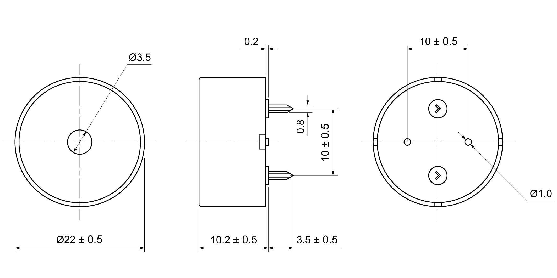 PT2210F-20A26-P10 Mechanical Drawing